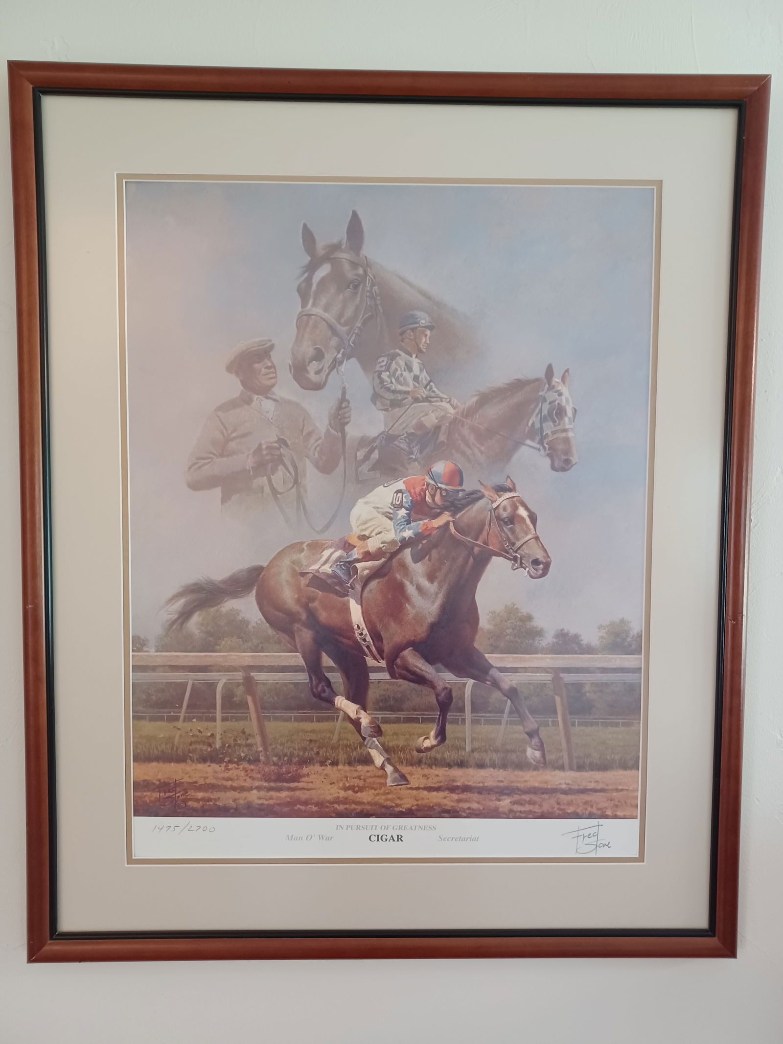 Vintage Numbered & Signed Fred Stone Print of Cigar with Secretariat & Man O' War (1 of 9)