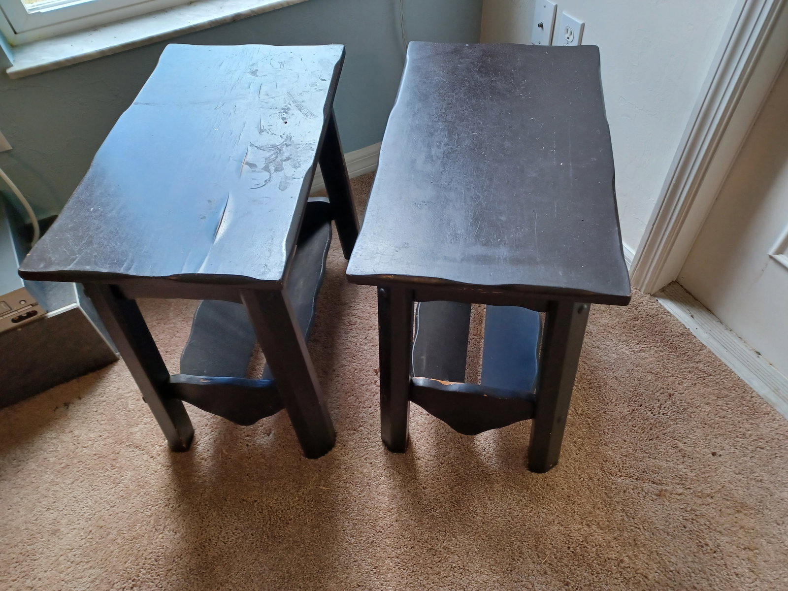 Pair of Slender Book Rack End Tables: Pair of Slender Book Rack End Tables