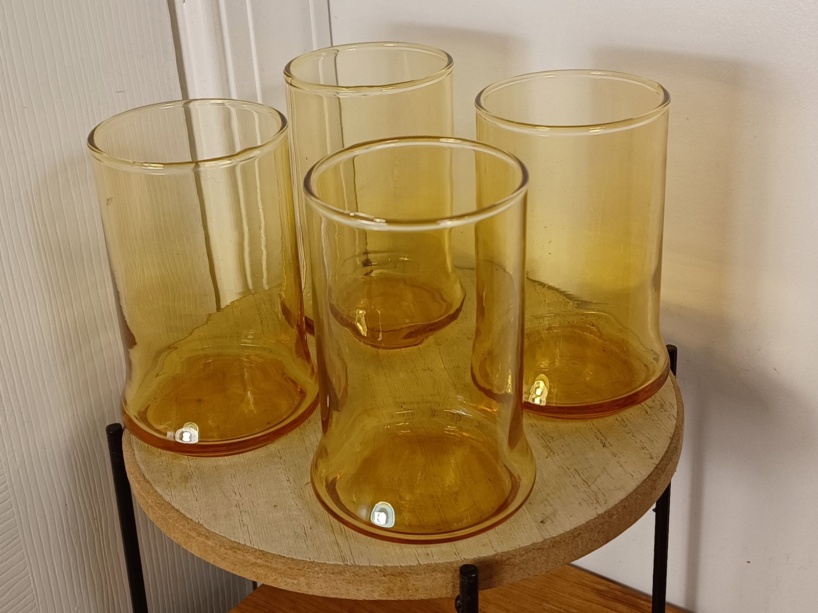 Vintage 1970s Set of Libby St Clair Bolero Honey Gold Juice Glasses: Vintage 1970s Set of Libby St Clair Bolero Honey Gold Juice Glasses