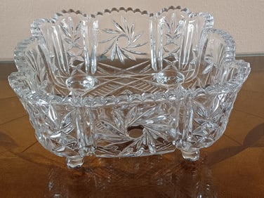 Vintage Heavy Crystal Footed Serving Bowl