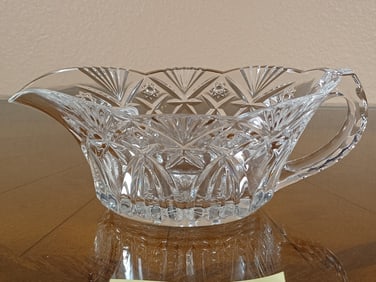 Elaborate Vintage Crystal Gravy Boat