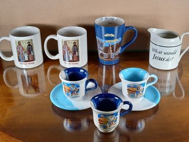 Mixed Lot of Coffee Cups/ Santorini Scenes , Icons