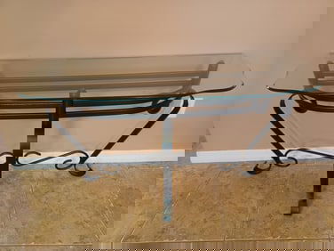 Beautiful Wrought Iron & Glass Top Entry Table
