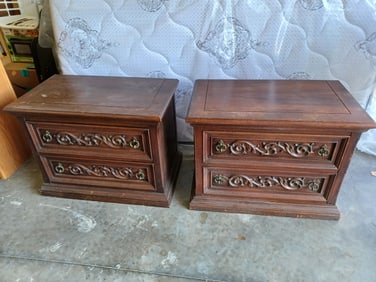 Ornate Pair of Mid Century Night Stands