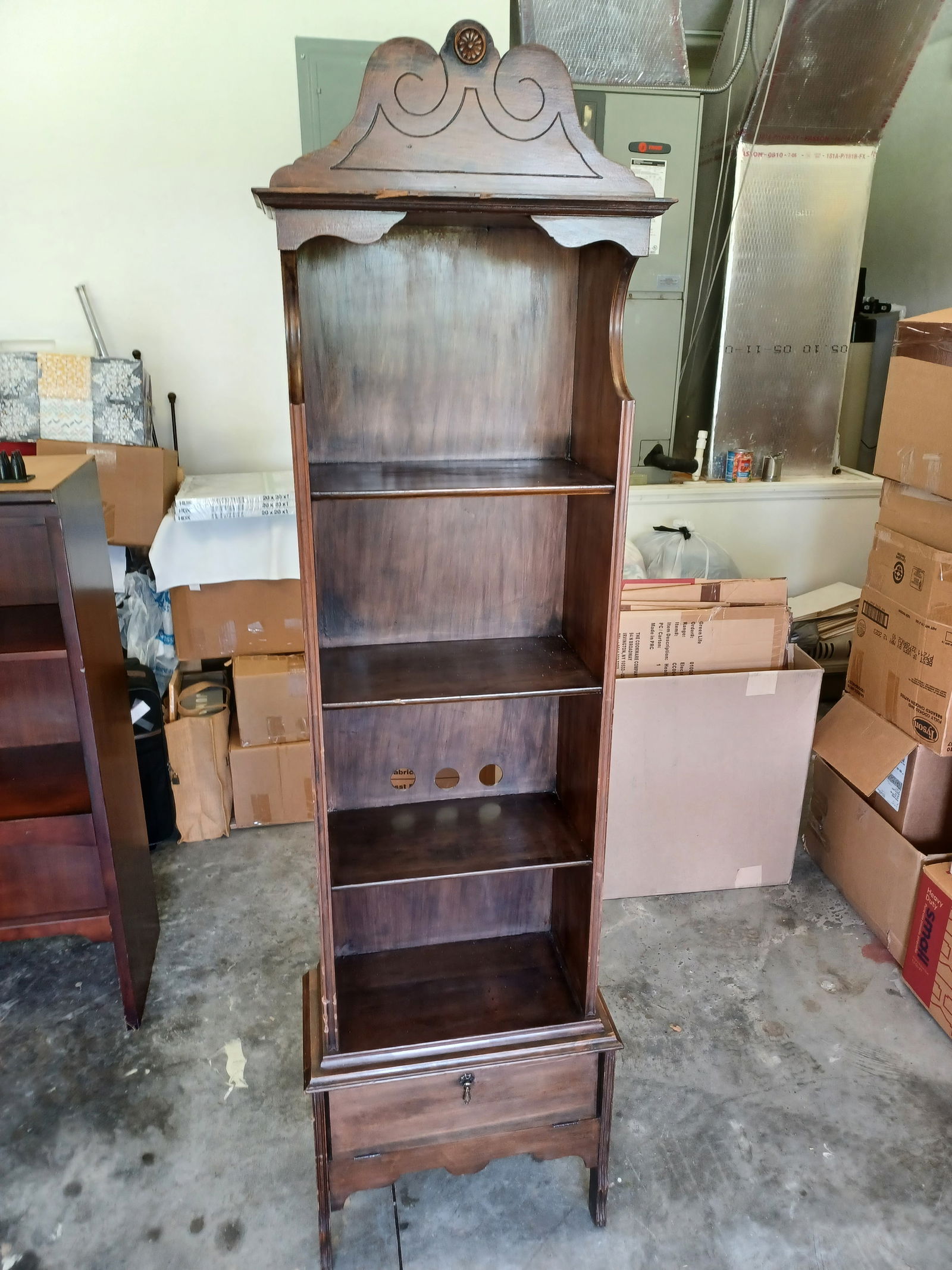 Unique Mid century Skinny Tall Wood Book Case / Condition Issue (1 of 10)