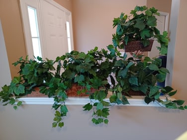 Lot of 4 Large Metal Planters with Greenery