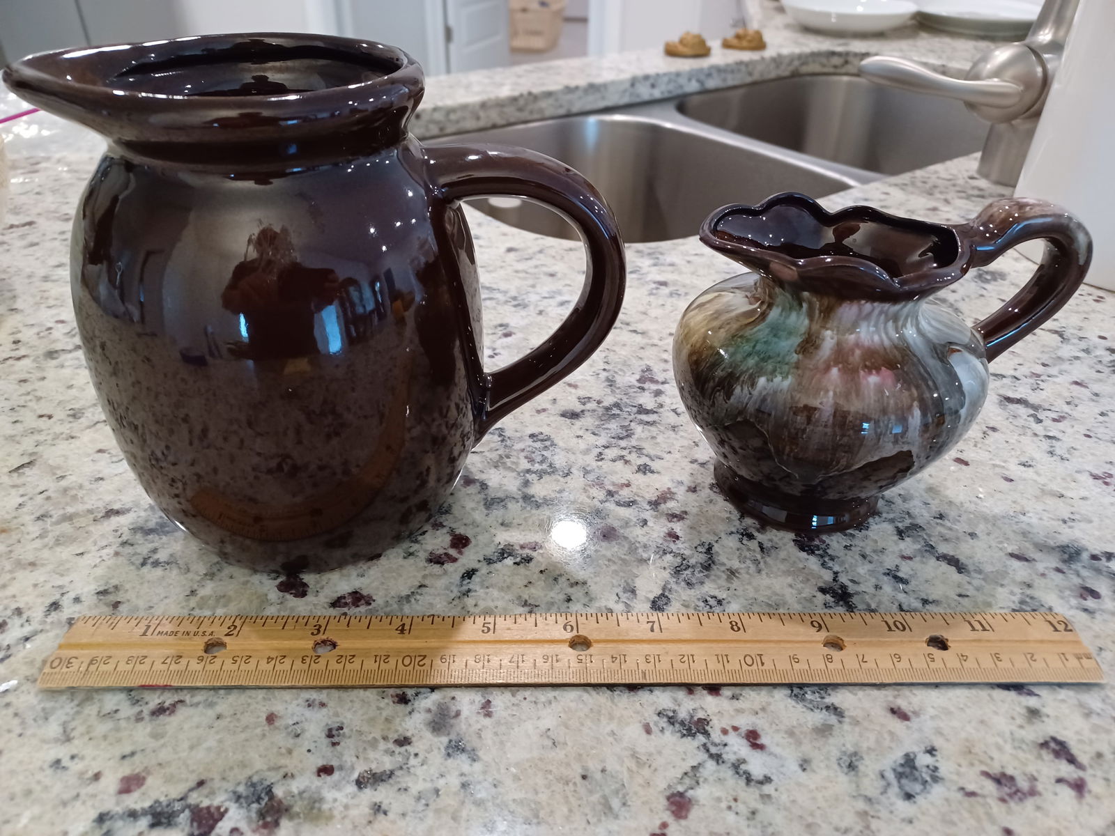 Vintage Lot of Stoneware Pitchers: Vintage Lot of Stoneware Pitchers