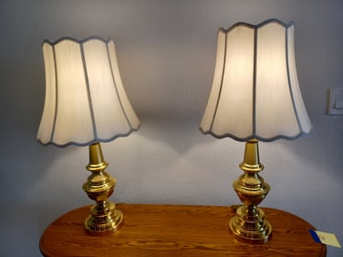 Elegant Pair Stiffel Brass Lamps