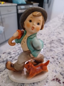 Hummel Figurine Boy Walking Dog / 1989