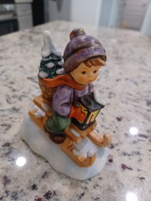 Hummel Figurine Boy on Sleigh / 396 / 1989
