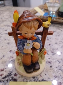 Hummel Figurine Boy by Fence with Birds / 174 / 1992