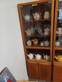 Mid Century Book Case with Glass Doors / Solid Wood /  Contents not included