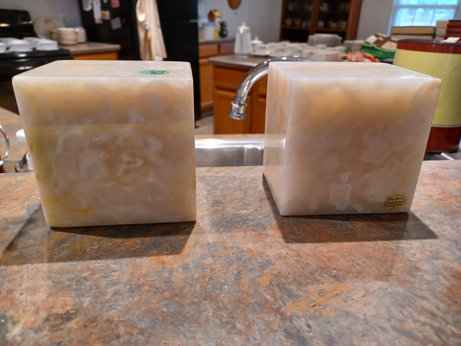 Vintage Onyx Block Bookends: Vintage Onyx Block Bookends