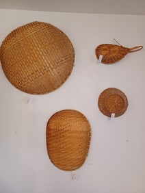 Lot of baskets on wall