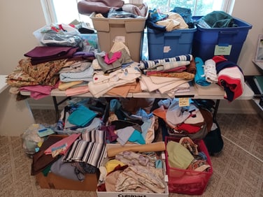 Large Fabric Lot / some vintage fabric / includes bins