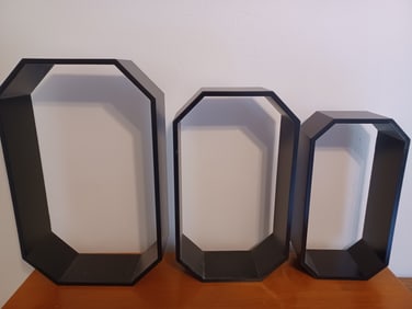 Set of 3 Black Wall Shelves