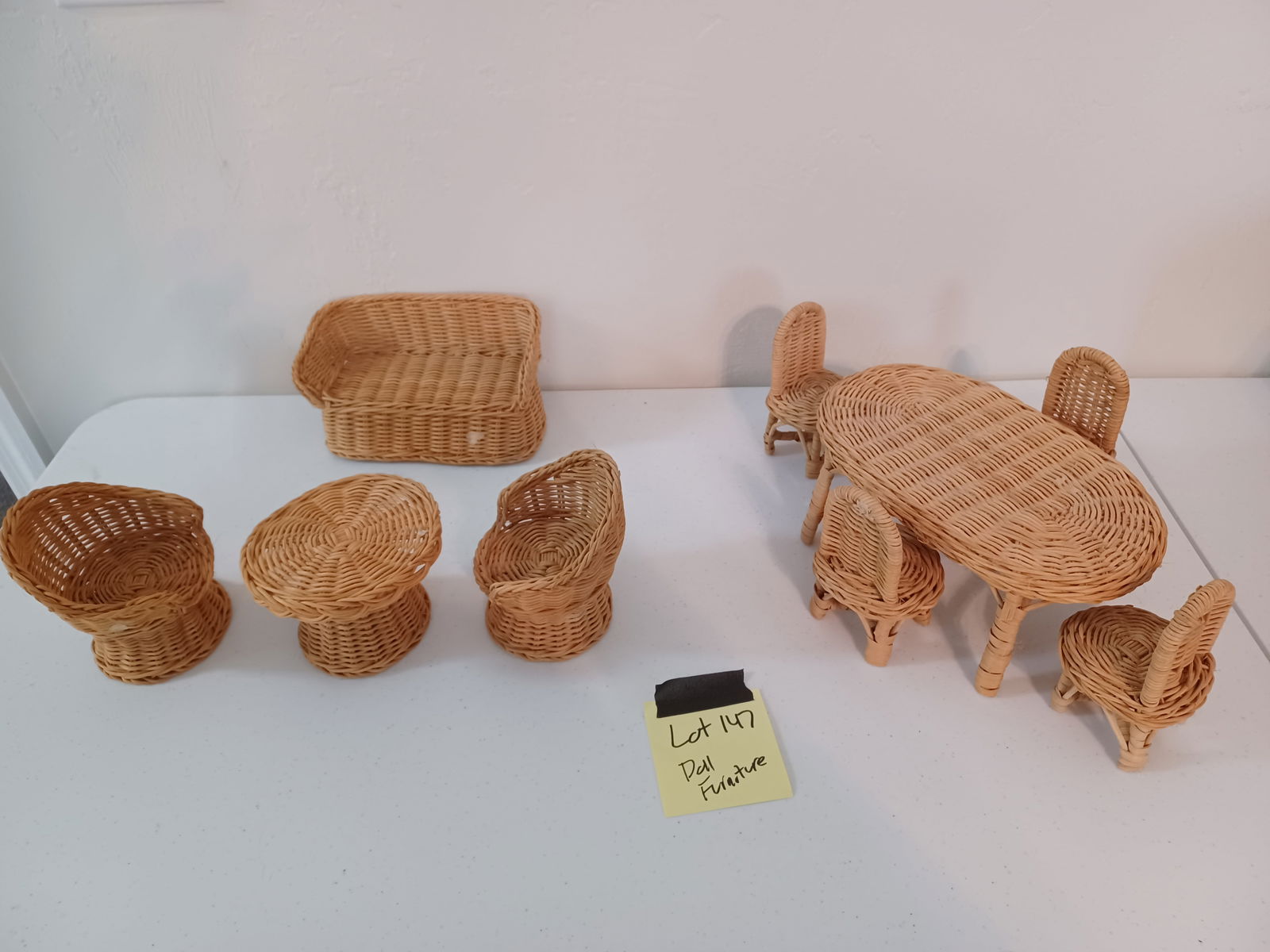 Lot of Wicker Doll Furniture: Lot of Wicker Doll Furniture