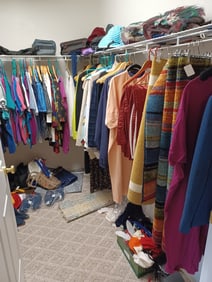 Entire Contents of Closet including Hanging Racks, Shoes, Hats, scarves, etc