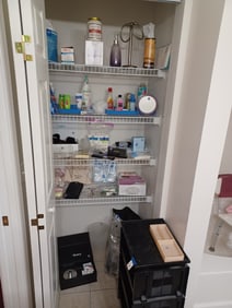 Contents of Bathroom Closet includes everything seen