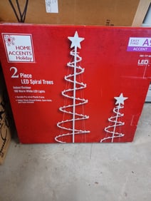 Box with LED Spiral Christmas Trees