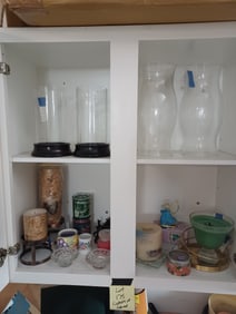 Contents of Cabinet/ Candles, holder, etc