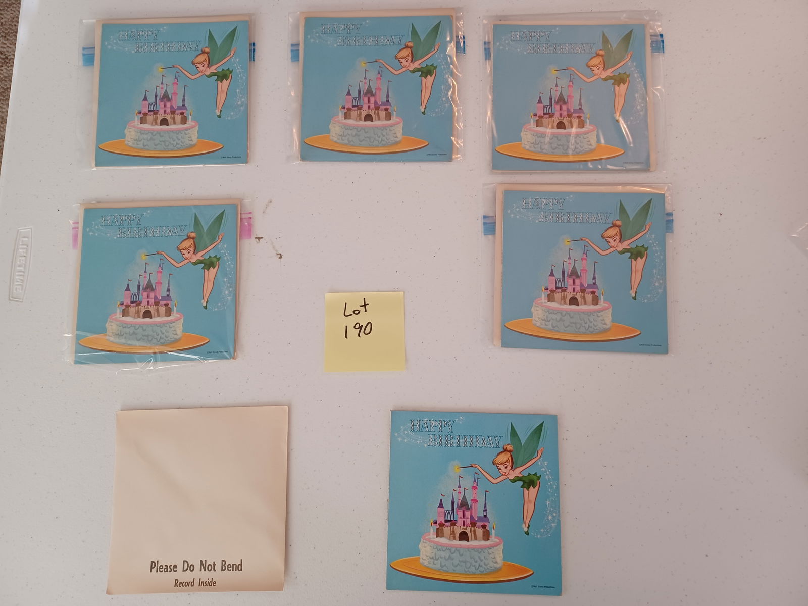 LOT of Vintage Disney Happy Birthday Record cards/ all unpunched with original Envelopes: LOT of Vintage Disney Happy Birthday Record cards/ all unpunched with original Envelopes