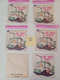 LOT of Vintage Loony Tunes Get Well Soon Record cards/ all unpunched with original Envelopes