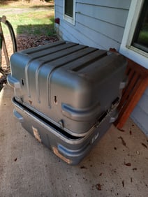 Large Silver Plastic Shipping Container / condition issues