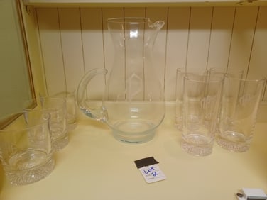 Vintage Etched Monogram Drinkware Set