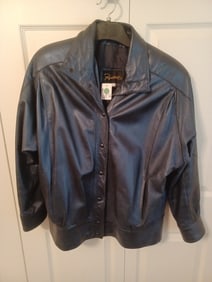 Dark Navy Blue Leather Jacket
