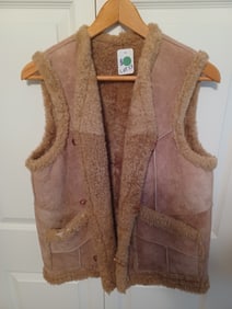 Vintage Sheeps Hide Vest /  some wear