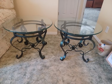 Pair of Glass Top End Tables