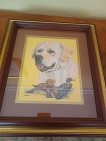 Framed Oil Painting Labrador