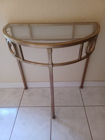 Gold Metal Glass Top Entry table