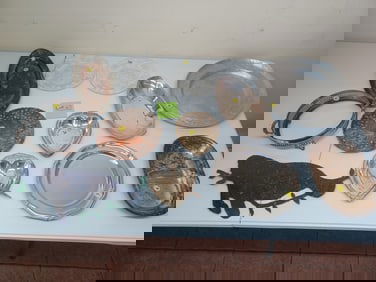 Large Lot of Silver Plate, Alluminum, etc Pieces