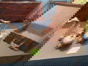 Vintage Dated 6/8/27 Hyde Leather Rollerskates/ wood wheels in case