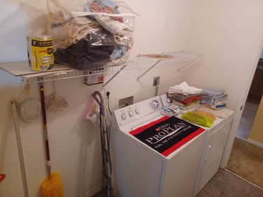 Contents of Laundry Rooms all seen/ appliance & shelving not included