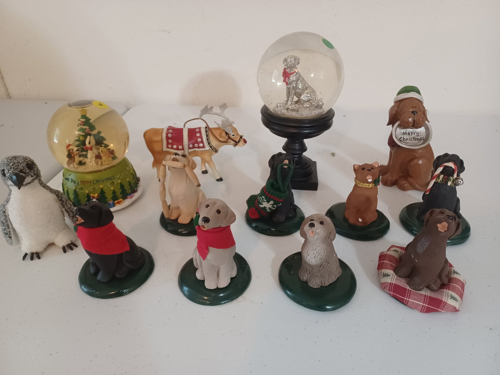 Lot of Byers Dog Figurines & Snow Globes: Lot of Byers Dog Figurines & Snow Globes