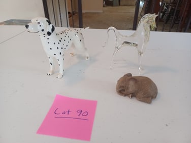 Lot of Porcelain Dog, Glass Horse, etc Figurines