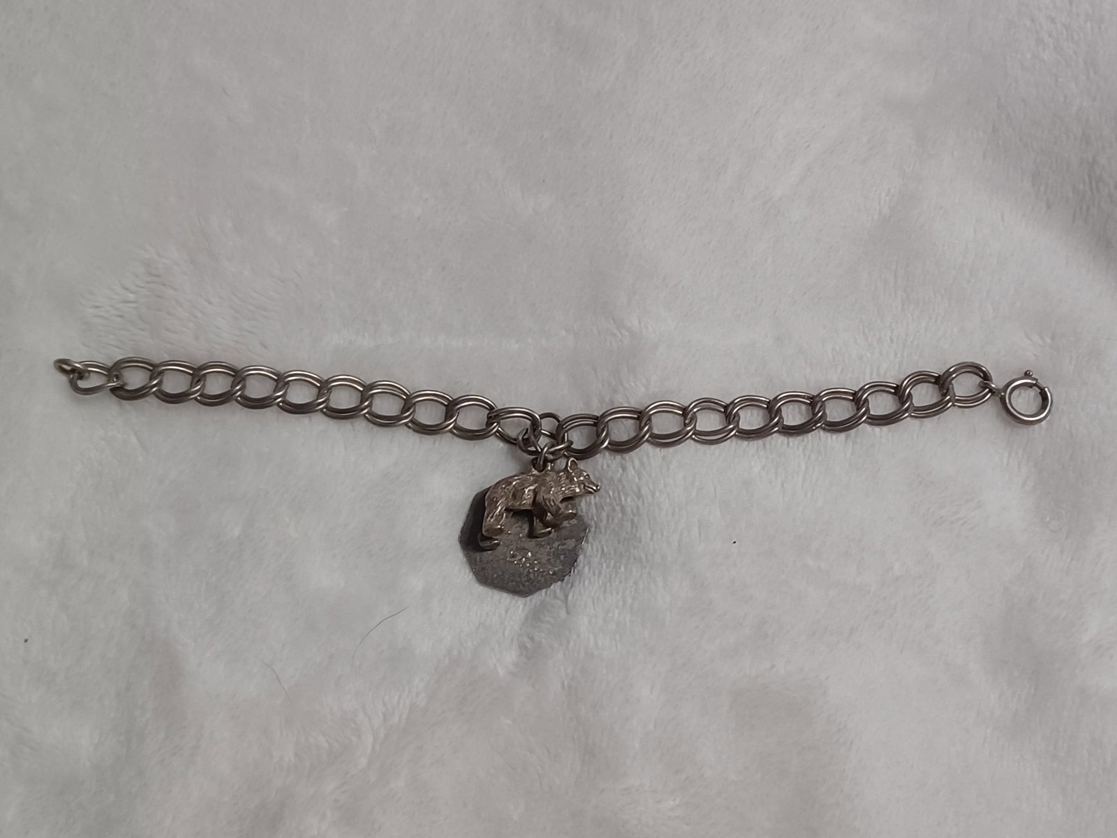 Sterling Bracelet with Bear Charm and Merry Christmas Charm: Sterling Bracelet with Bear Charm and Merry Christmas Charm