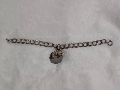 Sterling Bracelet with Bear Charm and Merry Christmas Charm: Sterling Bracelet with Bear Charm and Merry Christmas Charm