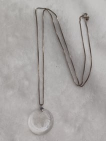 Italian Sterling Chain with Carved Crystal Pendant of Labrador