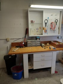 NICE Tool Bench includes everything seen in pictures except the actual peg board wall shelf and