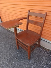 Vintage Schoolhouse Desk / Piece is off needs reglued see photos