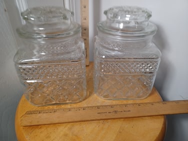 Pair of Vintage Glass Canisters