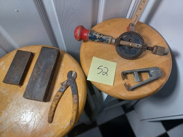 Mixed Lot Vintage Sharpening stones, Mechanical Dri;;, etc