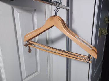 Lot of 4 Wooden hangers with Pant Bar