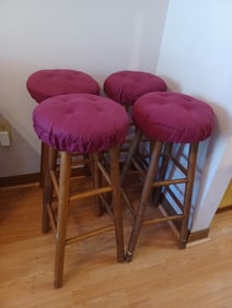 Set of 4 Wood Stools