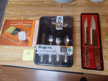 NEW Silverware set, knife set, and cheese server