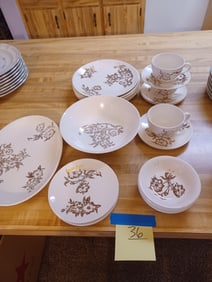 Partial Mid Century Gold decorated China